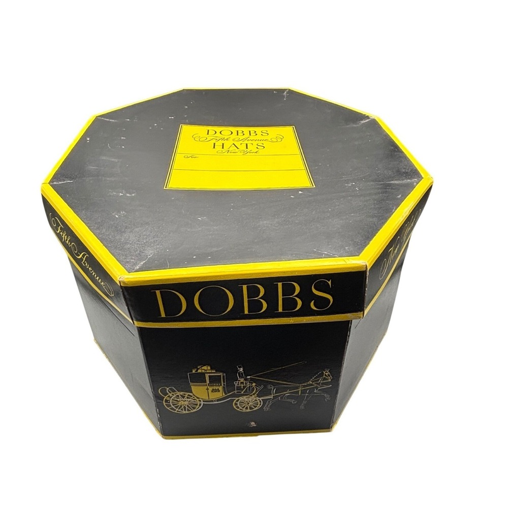 Vintage Dobbs Fifth Avenue New York Octagonal Hat Box EMPTY Storage Case